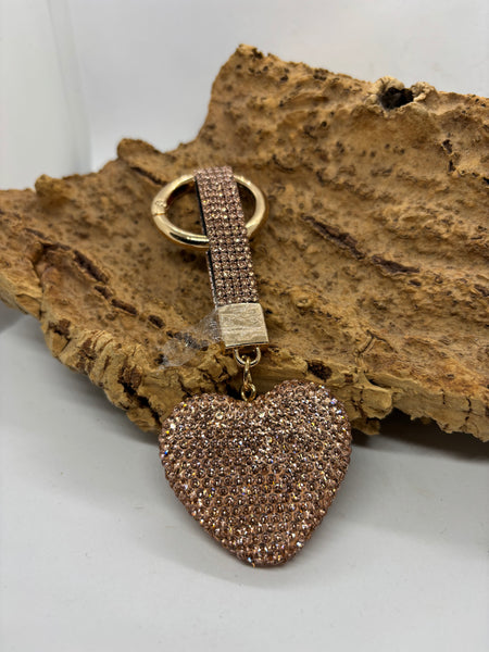 Portachiave Cuore Strass Marrone