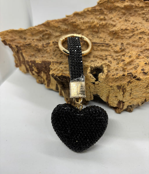Portachiave Cuore Strass Nero